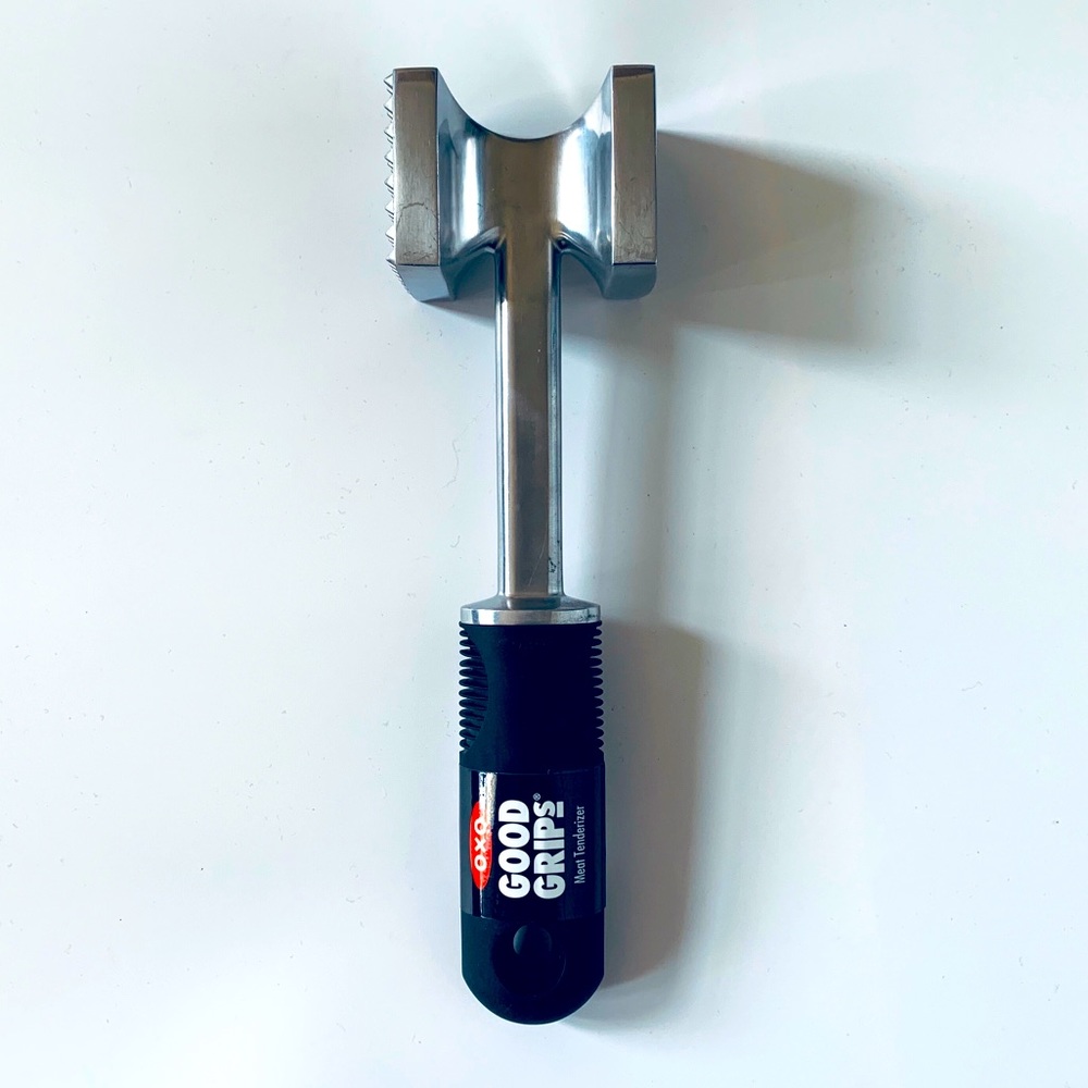 COPY - OXO Meat Pounder Hammer for Tenderizing Meat. Silver / Black Tenderizer